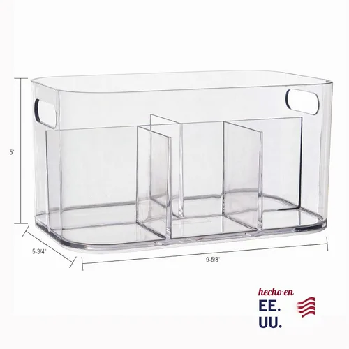 Vista 5 de STORi Bliss Organizador de Almacenamiento de Cosméticos de Plástico de 5 Compartimentos Transparente Contenedor de Maquillaje Rectangular
