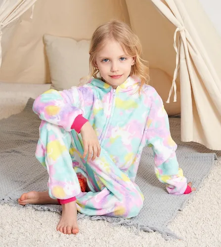 Vista 7 de Cos Time Pijama de una pieza de unicornio para niños, disfraz de Halloween