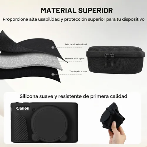 Vista 7 de Elonbo Juego de fundas para cámara digital Canon PowerShot SX740/SX730 Negro