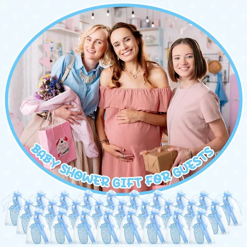 Vista 4 de CTOSREE 250 piezas de recuerdos para bebés, incluye bolígrafos, llaveros de ángel, bolsos, tarjetas para baby shower, revelación de género