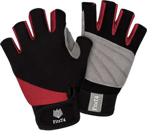 Vista 10 de FitsT4 Sports Guantes de medio dedo con palma acolchada para buceo, vela, moto acuática, paddle surf, kayak y esquí acuático, adecuado para hombres