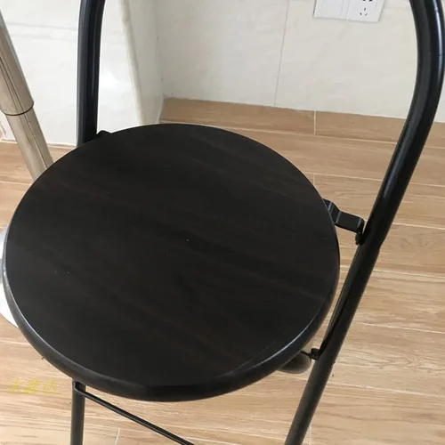 Vista 4 de Taburetes de bar modernos para desayuno, taburete plegable de madera con reposapiés trasero, taburete de bar plegable, altura de 26 pulgadas/28 Negro