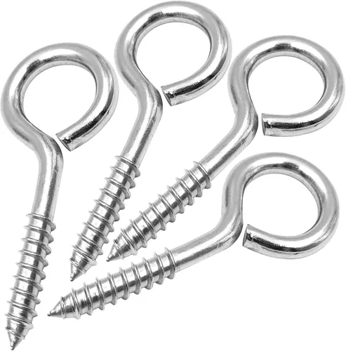 Vista 8 de YGAOHF Pernos de ojo grandes de 5 pulgadas atornillados – 4 ganchos de ojo de acero inoxidable atornillados resistentes, 500 libras de resistencia a