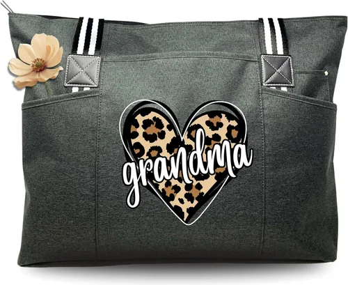 Vista 17 de Brooke & Jess Designs Bolso de mano para la abuela – Bolso de lona resistente con cremallera y bolsillo interior para la abuela para uso diario