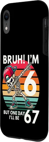 Vista 2 de Bruh I'm 6 But One-Day I'll Be 67 Retro 6th Birthday Kids Case for iPhone XR