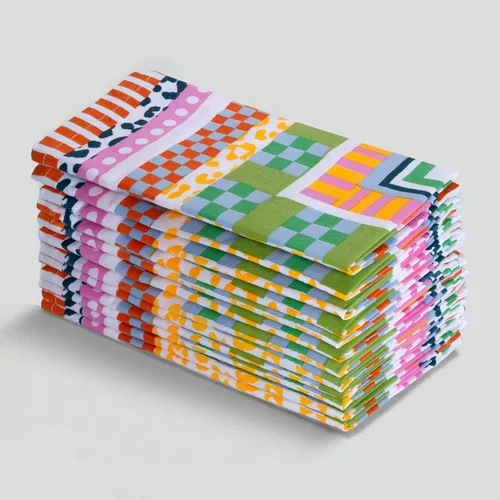 Vista 37 de Fingercraft - Juego de 12 servilletas de tela de mezcla de algodón y lino, con estampado, perfecta para fiestas, cenas, bodas, cócteles y Navidad
