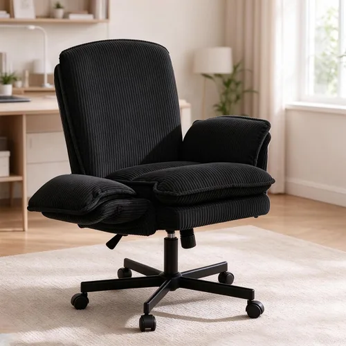 Vista 14 de Silla Criss Cross con ruedas y reposabrazos, cómoda silla de escritorio Verde