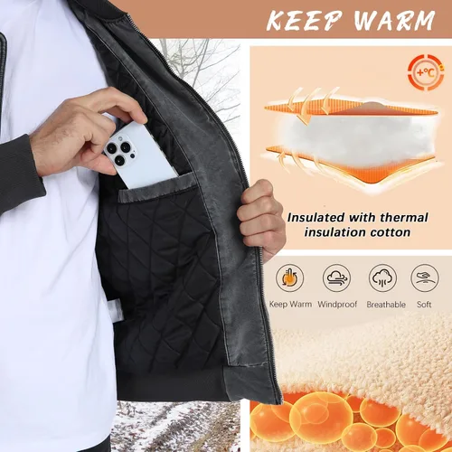 Vista 6 de Oymyakon Chaqueta bomber acolchada para hombre, lavada para otoño e invierno, cálida, chaquetas militares informales, abrigos acolchados