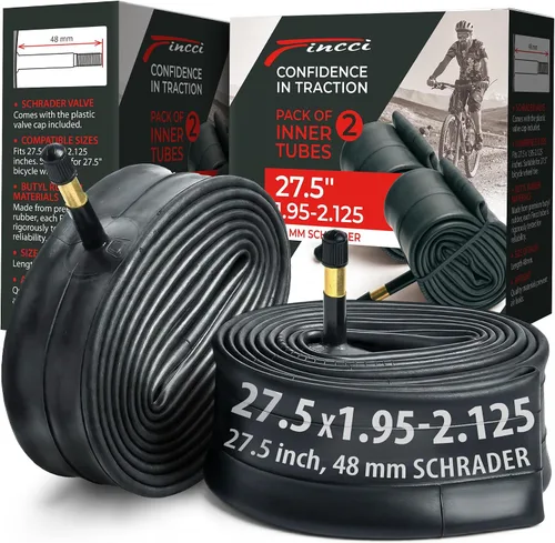 Vista 10 de Fincci Pair 27.5 x 1.95-2.125 Inch Bike Inner Tubes 48mm Schrader or Presta Valve Inner Tube for Mountain MTB Road Hybrid Bicycle - Pack of 2