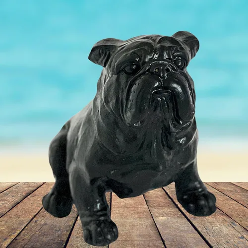 Vista 5 de Bellaa 23073 - Estatua de bulldog vintage, rústica, envejecida, mascota, estatuilla de popa, escultura de antigüedades, animales de granja, jardín
