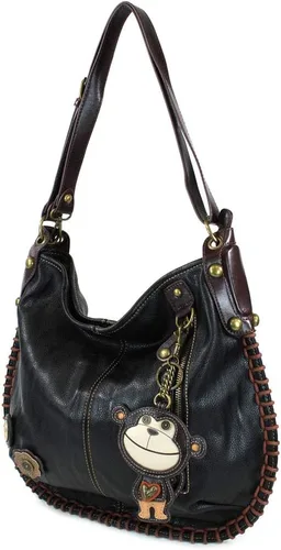 Vista 4 de Chala CONVERTIBLE Bolso tote grande Hobo MONKEY Cuero Vegano NEGRO, Negro