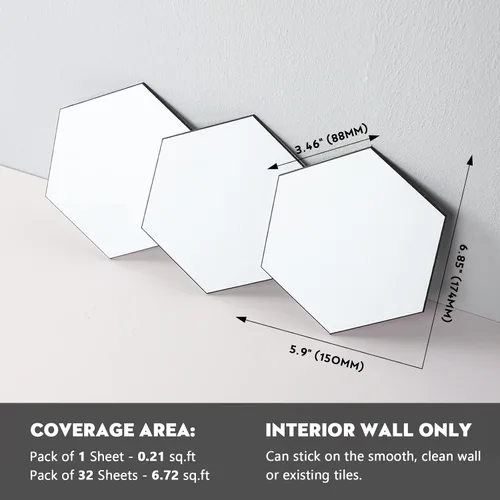 Vista 2 de Protector contra salpicaduras hexagonal blanco de despegar y pegar - Azulejo de pared de cerámica sintética, compuesto de aluminio tipo panal
