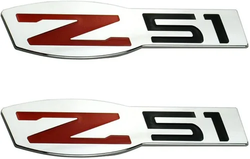 Vista 6 de 2 piezas de emblema Z51 para interior o exterior, placa de identificación 3D de repuesto para C6 Corvette (negro rojo)