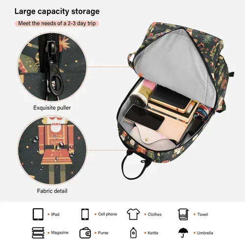 Vista 6 de Mochila de tenis de bádminton ligera Feliz Navidad Negro Cascanueces soldados Deporte Pickleball Bolsa de bádminton para Hombres Mujeres Tenis