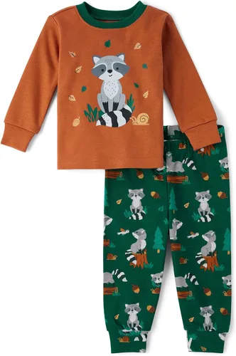 Vista 12 de The Children's Place - Conjunto de pijama de manga larga con botones para bebé niño, ajustado, 100% algodón, 2 piezas