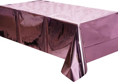 Vista 10 de Mantel de plástico dorado para mesa rectangulares, mantel de oropel para bodas, aniversarios, cumpleaños, graduación, despedida de soltera, Acción