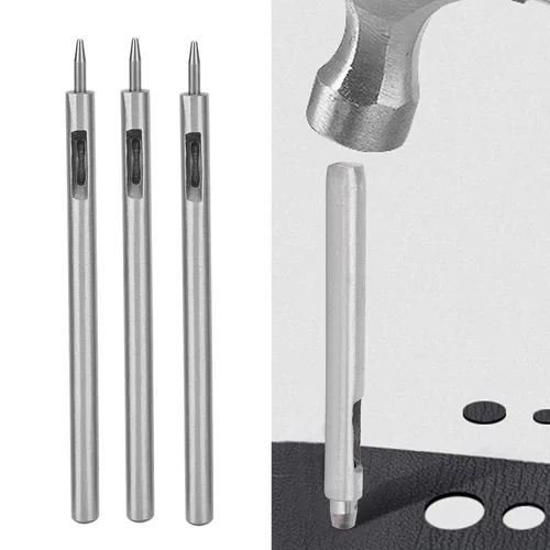 Vista 5 de YWBL-WH 3 piezas de perforador de cuero para manualidades, herramienta de perforación de acero aleado para correas de reloj, cinturones
