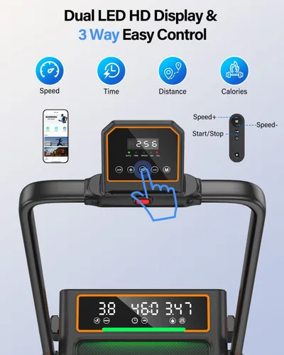 Vista 3 de Walking Pad with 15% Incline/ Handle Bar/Dual Display, 3.5HP Portable Treadmills for Home Small, Foldable Walking Pad Treadmill with Incline 4