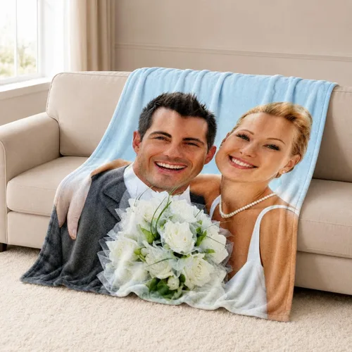 Vista 3 de DayOfShe envía al día siguiente, mantas personalizadas con fotos para regalos de novia, mantas personalizadas para esposa con imagen, manta