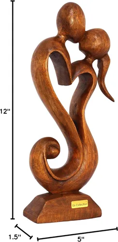 Vista 5 de G6 Collection Estatua de escultura abstracta de madera de 12 pulgadas hecha a mano – Amor eterno – Arte de regalo decorativo para decoración
