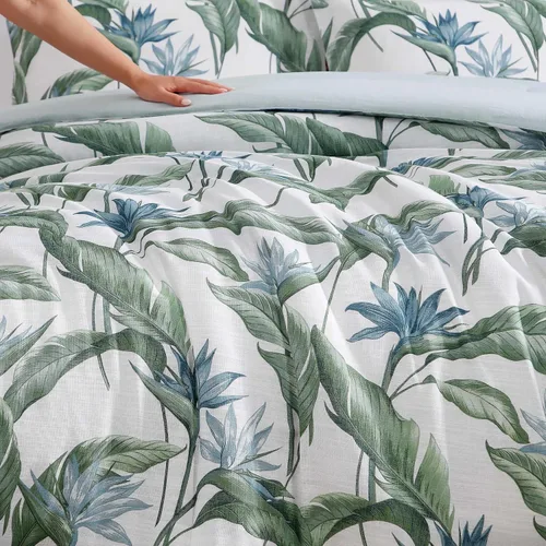 Vista 6 de Tommy Bahama - Juego de edredón tamaño Queen, ropa de cama costera de algodón suave con fundas de almohada, juego de cama floral tropical