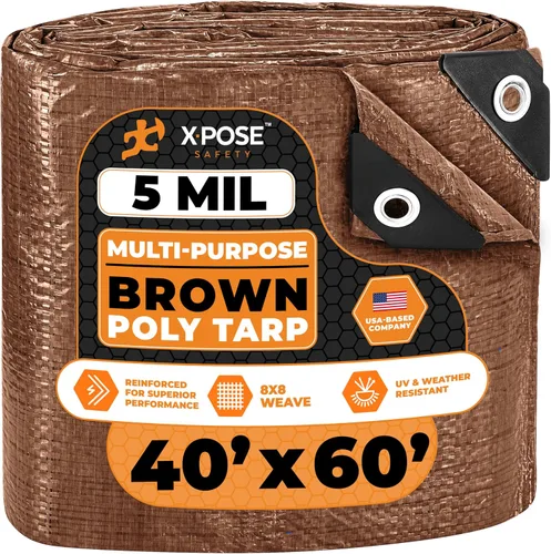 Vista 102 de Xpose Safety - Lona de polietileno ligera azul – Funda protectora multiusos, paño de goteo – duradero, impermeable, resistente a la intemperie