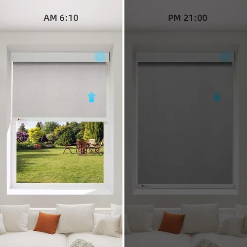 Vista 3 de ZSTARR Persiana inteligente motorizada para ventana, persiana enrollable opaca automática compatible con control remoto, seguridad infantil, batería
