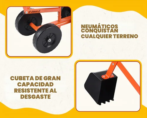 Vista 5 de Albott Excavadora de arena manejable con grúa de juguete que funciona con ruedas de 8 pulgadas y asiento giratorio de 360° (naranja) Kids