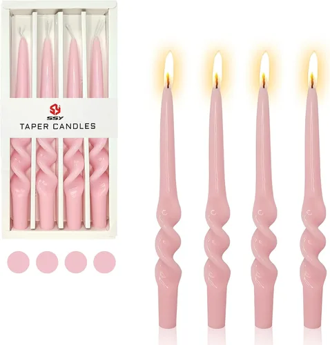 Vista 42 de SM101 - Vela cónica roja, velas en espiral de 10 pulgadas, velas largas cónicas sin goteo para cena, mesa de comedor, boda, fiesta, fiesta, Rojo