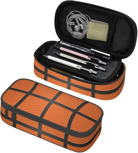 Vista 12 de Estuche de lápices con textura de pelota de fútbol americano, bolsa de almacenamiento de gran capacidad, bolsas de papelería con cremallera, soporte