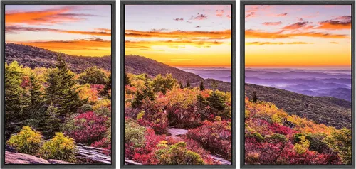 Vista 74 de SIGNWIN Lienzo enmarcado para pared, juego de arte nublado de tormenta, cielo, bosque otoñal, árboles, rústico, naturaleza, fotografía, realismo