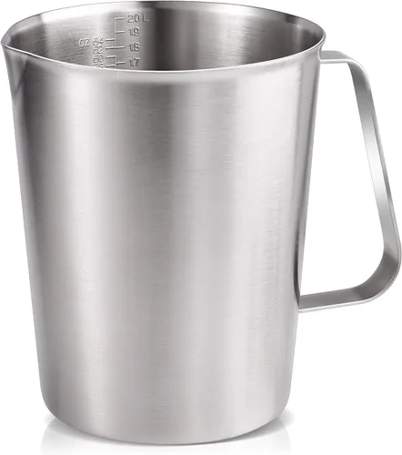Vista 5 de KSENDALO Taza medidora de acero inoxidable, 2 tazas de acero inoxidable, taza medidora de metal con marcas, 16 onzas (0.5 litros)