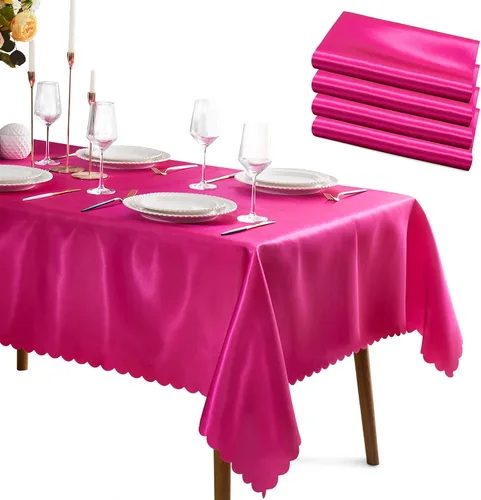 Vista 13 de KKJIAF Paquete de 1 mantel de satén negro de 58 x 102 pulgadas, rectangular, brillante, sedoso y suave, para decoración de banquete de boda, fiesta