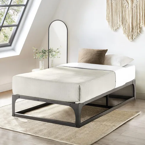 Vista 13 de Somier de cama individual Mellow 9 pulgadas, con base de colchón de láminas de acero resistente Negro