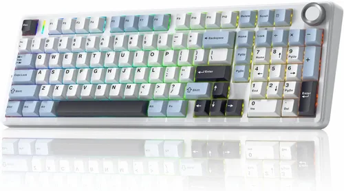 Vista 9 de x Aula F99 Pro Teclado Mecánico, Teclados Inalámbricos para Juegos RGB Retroiluminados Intercambiables en Caliente Personalizados en Crema
