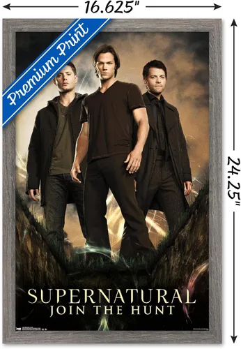 Vista 3 de Trends International Supernatural - Póster de pared de grupo, 14.725 x 22.375 pulgadas, versión con marco de madera tipo granero