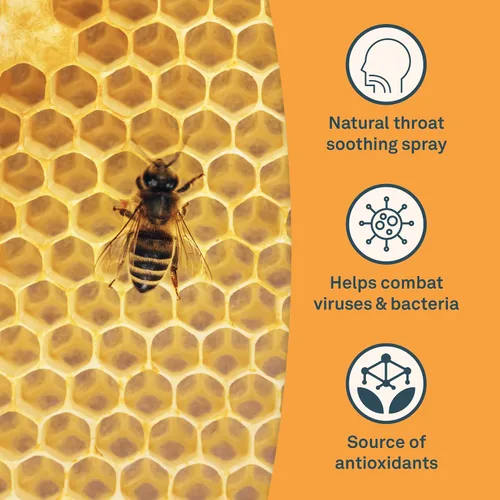 Vista 3 de Organika Bee Propolis - Espray para garganta, apoyo inmunológico natural y alivio del dolor de garganta, sin gluten, suplemento antioxidante
