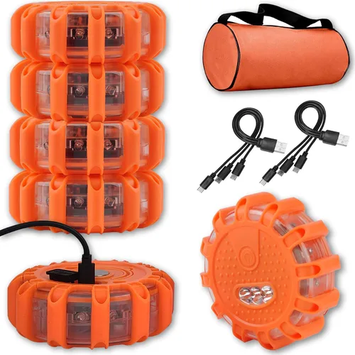 Vista 9 de Ecoangel Bengalas LED de Carretera Recargables por USB Luces de Emergencia - Baliza de Seguridad para Automóvil de Advertencia en Carretera Kit de 3