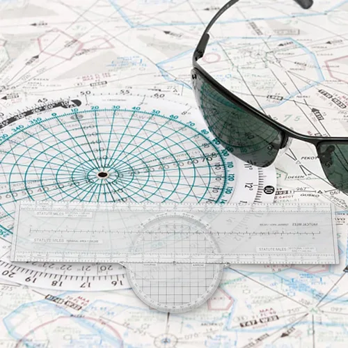 Vista 2 de Aviation Plotter Slide Rule, 360° Rotating Azimuth Navigation Ruler for VFR Flight Planning, Vector Measuring Tool with Map Scale for Pilots, CRP-1