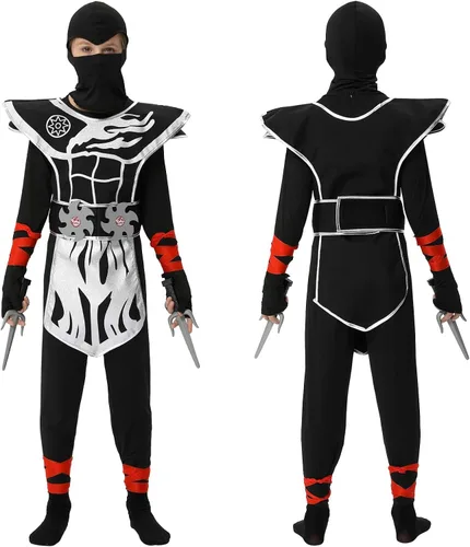 Vista 2 de Emorefun Conjunto de disfraz de Ninja Deluxe para niños, disfraz de Kung Fu ideas de Halloween