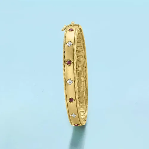Vista 4 de Ross-Simons Pulsera de diamantes de 0.20 quilates de rubí y 0.15 quilates en oro de 18 quilates sobre esterlina, Gema, multi