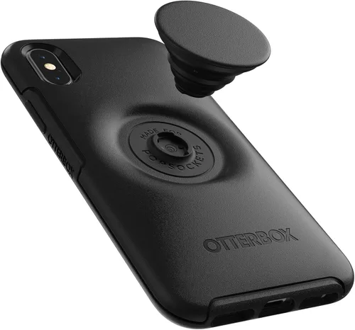 Vista 5 de Otter + Pop Symmetry Series - Carcasa híbrida para Apple iPhone Xs y X, color negro