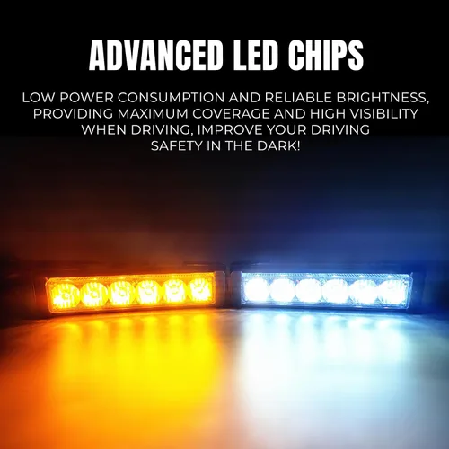 Vista 11 de Luces de advertencia de emergencia LED 2 en 1 de 12V para tablero con luces estroboscópicas con botón de interruptor, barra de luz intermitente