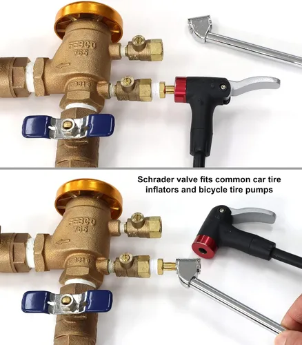 Vista 3 de Válvula Schrader a Accesorios NPT Macho Adaptadores para Winterizar Prevención de Reflujo y Disyuntor de Vacío de Presión (PVB) para Sistemas