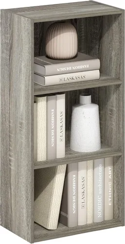 Vista 30 de Furinno LUDER - Estantería de libros, estantería moderna de 2 niveles, estantería abierta de 9 x 16 x 21, para sala de estar, dormitorio, oficina