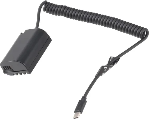 Vista 6 de FocusFoto USB 3.1 USB-C Tipo-C a DMW-BLK22/DMW-DCC17 Cable adaptador de alimentación de batería falsa decodificada para cámara Panasonic Lumix S5