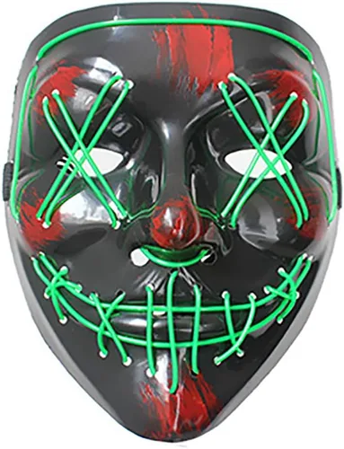 Vista 4 de Tayel Máscara LED de Halloween, máscara de purga aterradora, máscara facial para Halloween, festival, fiesta, cosplay, disfraces, regalo