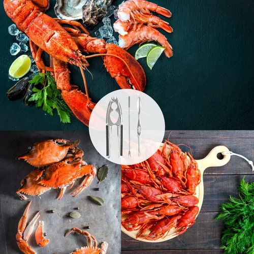 Vista 6 de Nut Crackers - Galletas de nuez de alta resistencia con 2 tenedores/púas de acero inoxidable para mariscos, cascanueces con mango antideslizante