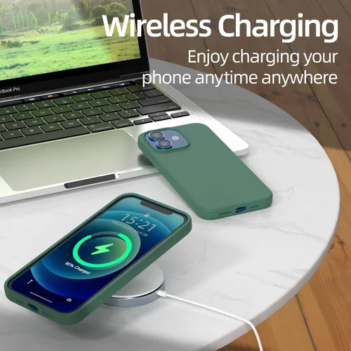 Vista 2 de Compatible con iPhone 12 Mini, silicona líquida de alta calidad, funda protectora de cuerpo completo a prueba de caídas