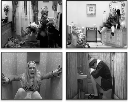 Vista 14 de Juego de 4 pósters de arte de pared de baño divertidos de TWNSLLA - Arte de humor de la película "Dumb and Dumber" para la habitación, divertidos